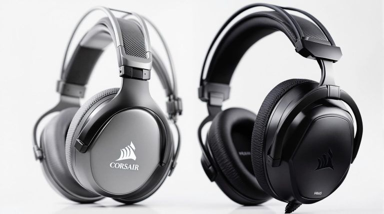 Corsair HS65 Surround Gaming Headsets in grey and black
