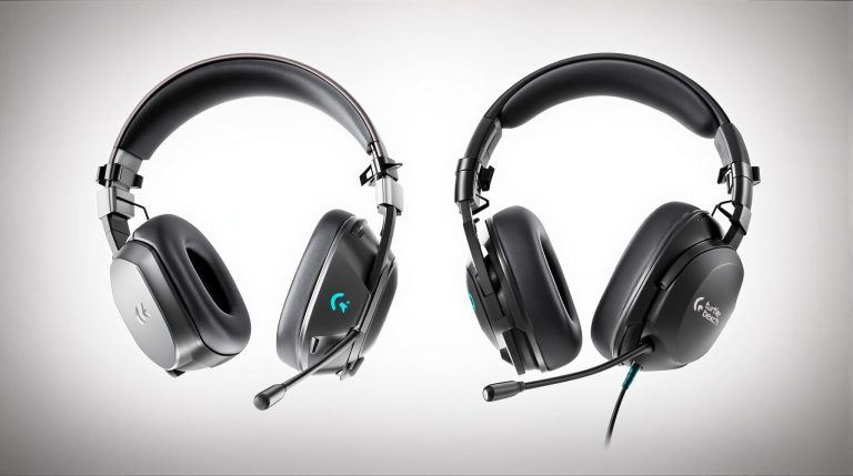 Two gaming headsets, one Logitech, one Turtle Beach